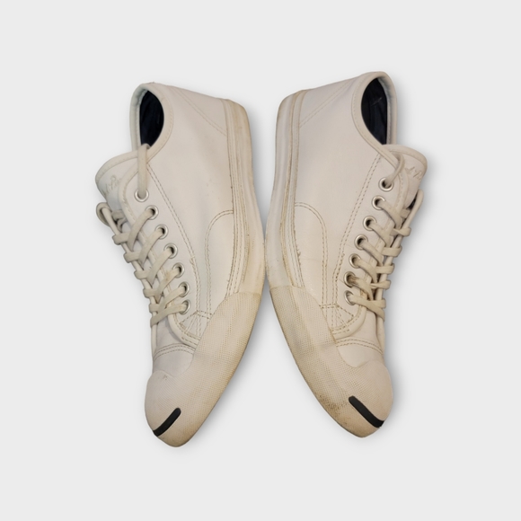 Converse Jack Purcell White Leather Low Top Sneakers - Picture 2 of 7